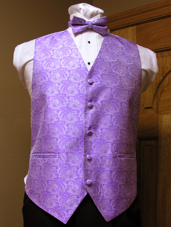 Lavender ​Paisley Vest Men's Satin Vest With Adjustable Back Spencer J's  Paisley Collection
