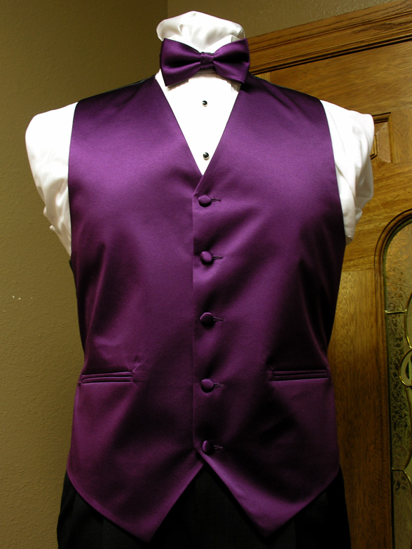 Coral Satin Neck Tie Tuxedo Steampunk Wedding Prom Full Back Vest Mens Guava 