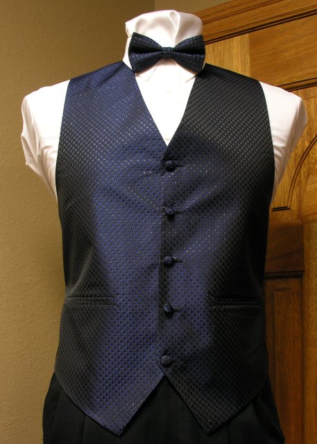 Vest Navy Geometric Necktie or Bowtie Stardust Waistcoat Spencer J's Tuxedo 