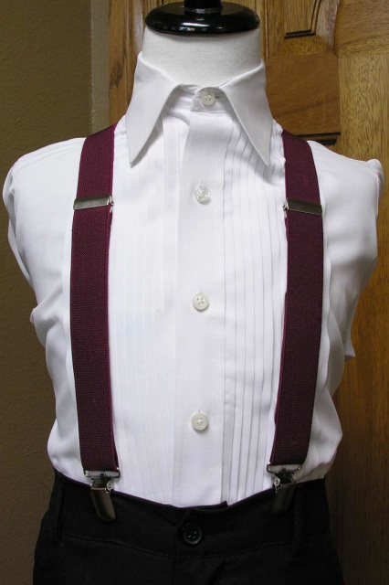 Boys Burgundy X Back 1 Suspenders from Spencer J's Collection