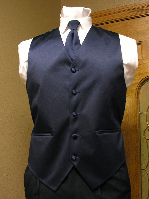 Midnight Blue Vest Men's Satin Vest With Adjustable Back Spencer J's ...