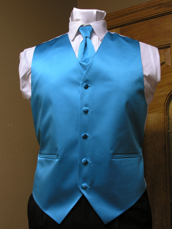 Turquoise Vest Men's Satin Vest With Adjustable Back Spencer J's ...
