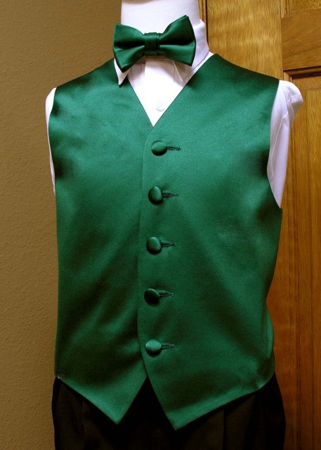 Boys Forest Green Vest and Bow Tie or Neck Tie, From Spencer J's Satin ...