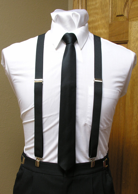 Black Suspender Men's 1-Inch X Back Clip Suspender With Black Skinny ...