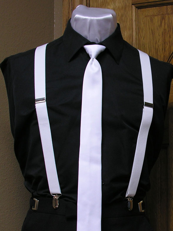White Suspender Men's 1-Inch X Back Clip Suspender With White Skinny ...