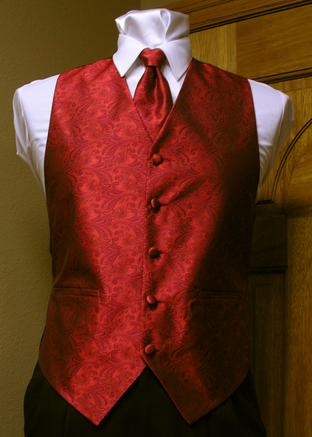 Red Paisley Vest Men's Satin Vest With Adjustable Back Spencer J's ...