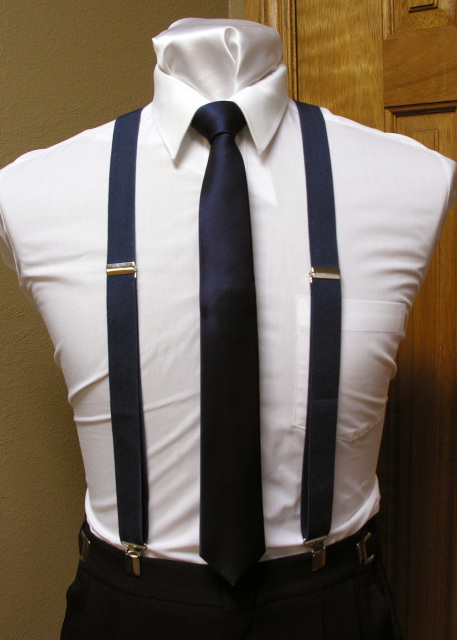 Navy Suspender Men's 1-Inch X Back Clip Suspender With Navy Skinny ...