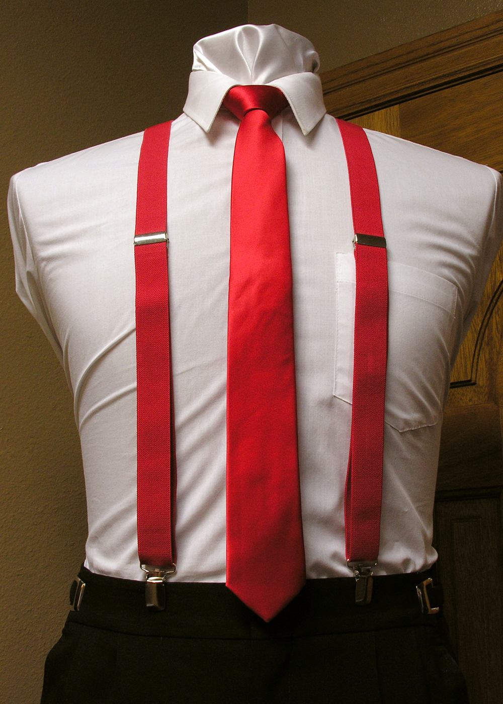 red narrow suspender belt x men