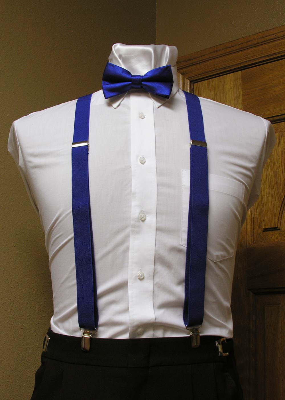 Royal Blue Men's Suspender 1-Inch X Back With Royal Blue Pre-Tied Bow ...