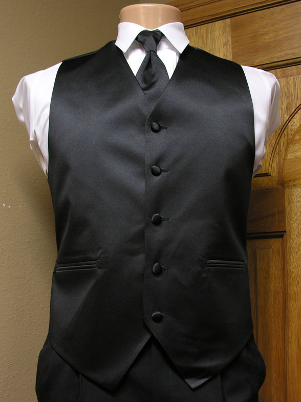 Black Vest Men's Satin Vest With Adjustable Back Spencer J's Signature ...