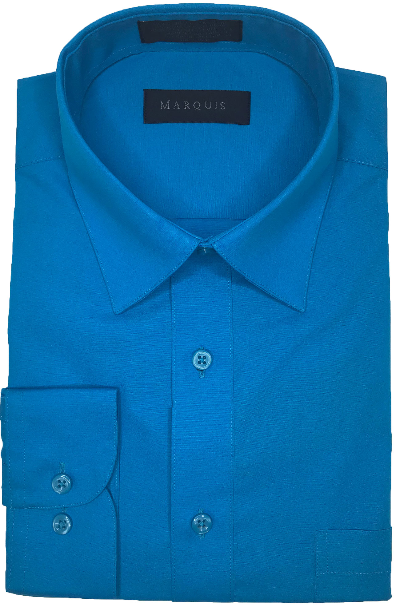 Caribbean Blue Slim Fit Laydown Collar Dress Shirt